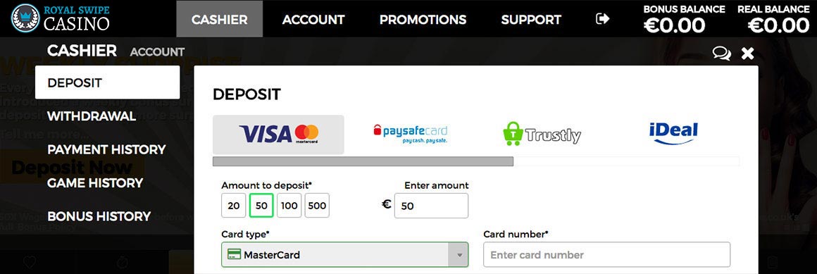 Royal Swipe Casino | Deposit